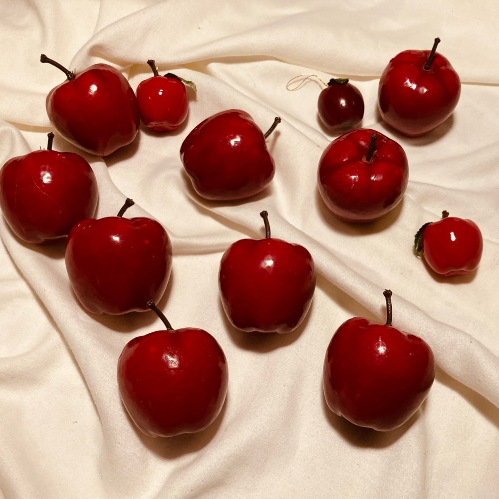Vintage collection of glossy red apples holiday ornaments decorations for home - Picture 8 of 8